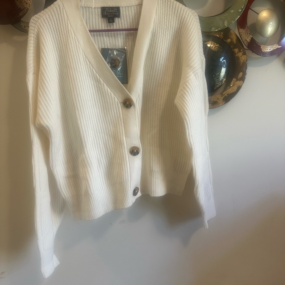 Abercrombie & Fitch Cream Button-Up Cardigan